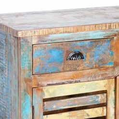 Buffet<Made in Meubles Buffet à  lattes en bois coloré Ethnik