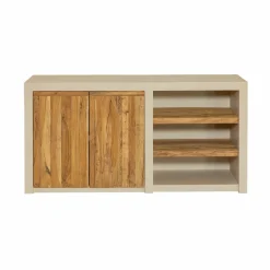 Buffet<Made in Meubles Buffet 2 portes avec étagères en bois effet béton et bois recyclé Dalva