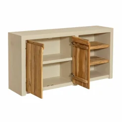 Buffet<Made in Meubles Buffet 2 portes avec étagères en bois effet béton et bois recyclé Dalva