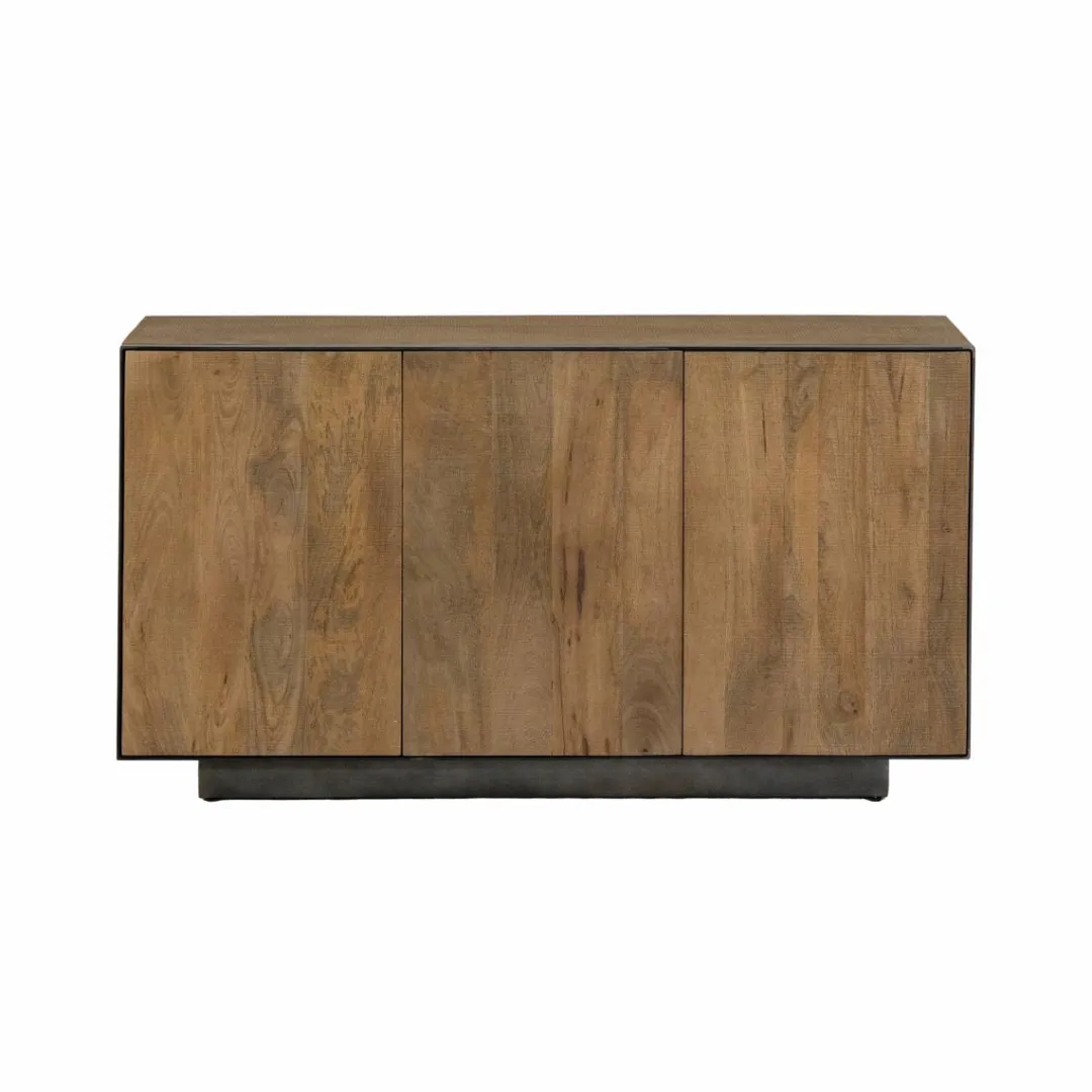Buffet<Made in Meubles Buffet 3 portes en bois de manguier et métal Isil