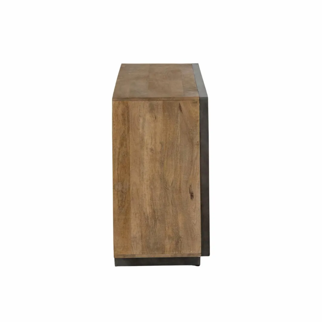 Buffet<Made in Meubles Buffet 3 portes en bois de manguier et métal Isil
