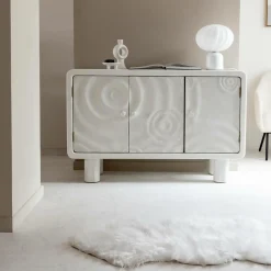 Buffet<Made in Meubles Buffet 3 portes en bois effet béton blanc Danaé