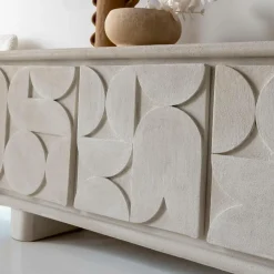 Buffet<Made in Meubles Buffet 3 portes en bois effet béton blanc Danaé