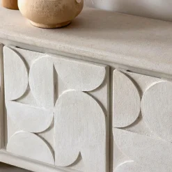 Buffet<Made in Meubles Buffet 3 portes en bois effet béton blanc Danaé