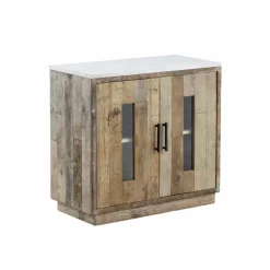 Buffet<Made in Meubles Buffet 2 portes en bois recyclé et marbre Damian