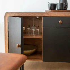 Buffet<Made in Meubles Buffet arrondi en bois de manguier Romy