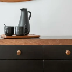 Buffet<Made in Meubles Buffet arrondi en bois de manguier Romy