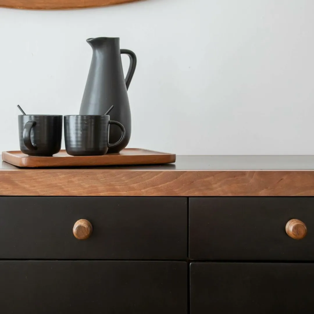 Buffet<Made in Meubles Buffet arrondi en bois de manguier Romy