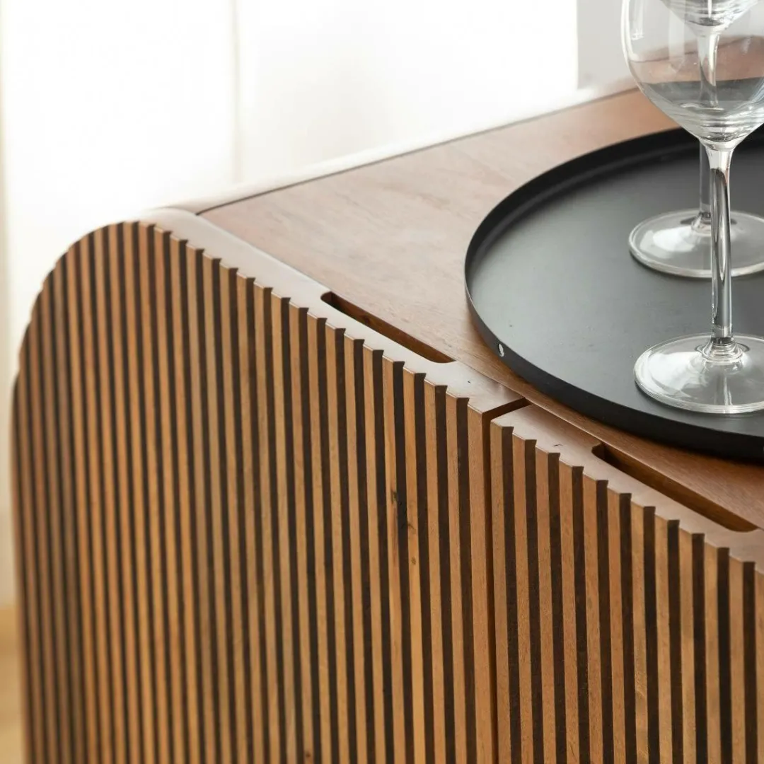 Buffet<Made in Meubles Buffet arrondi en bois de manguier Lise