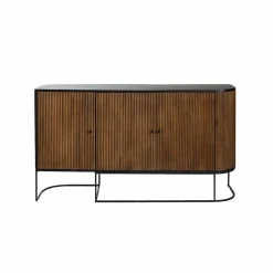 Buffet<Made in Meubles Buffet arrondi en bois de manguier et métal Ysé