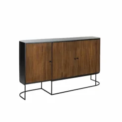 Buffet<Made in Meubles Buffet arrondi en bois de manguier et métal Ysé