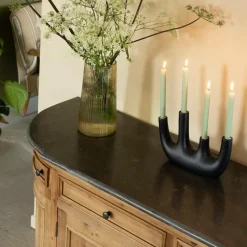 Buffet<Made in Meubles Buffet arrondi en vieux pin et pierre bleue Garance