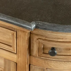 Buffet<Made in Meubles Buffet arrondi en vieux pin et pierre bleue Garance