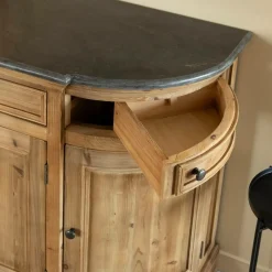 Buffet<Made in Meubles Buffet arrondi en vieux pin et pierre bleue Garance