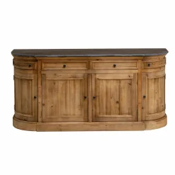 Buffet<Made in Meubles Buffet arrondi en vieux pin et pierre bleue Garance