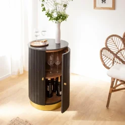 Buffet|Meuble Bar<Made in Meubles Buffet bar en bois de manguier et marbre Isaac