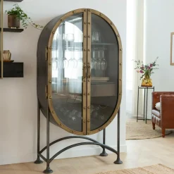 Meuble Bar|Vitrine<Made in Meubles Buffet bar en métal noir et doré Janelle