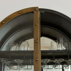 Meuble Bar|Vitrine<Made in Meubles Buffet bar en métal noir et doré Janelle