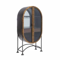 Meuble Bar|Vitrine<Made in Meubles Buffet bar en métal noir et doré Janelle