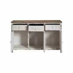 Buffet<Made in Meubles Buffet blanc en pin massif brossé Bastille