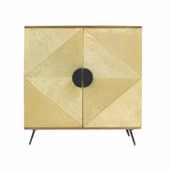 Buffet<Made in Meubles Buffet carré en bois de manguier et feuille de laiton Gisèle