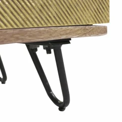 Buffet<Made in Meubles Buffet carré en bois de manguier et feuille de laiton Gisèle