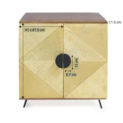 Buffet<Made in Meubles Buffet carré en bois de manguier et feuille de laiton Gisèle