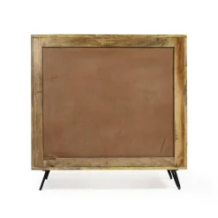 Buffet<Made in Meubles Buffet carré en bois de manguier et feuille de laiton Gisèle