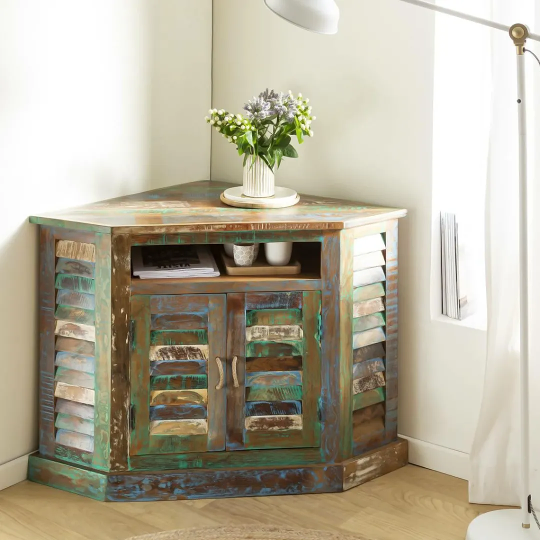 Buffet<Made in Meubles Buffet d'angle en bois coloré Ethnik