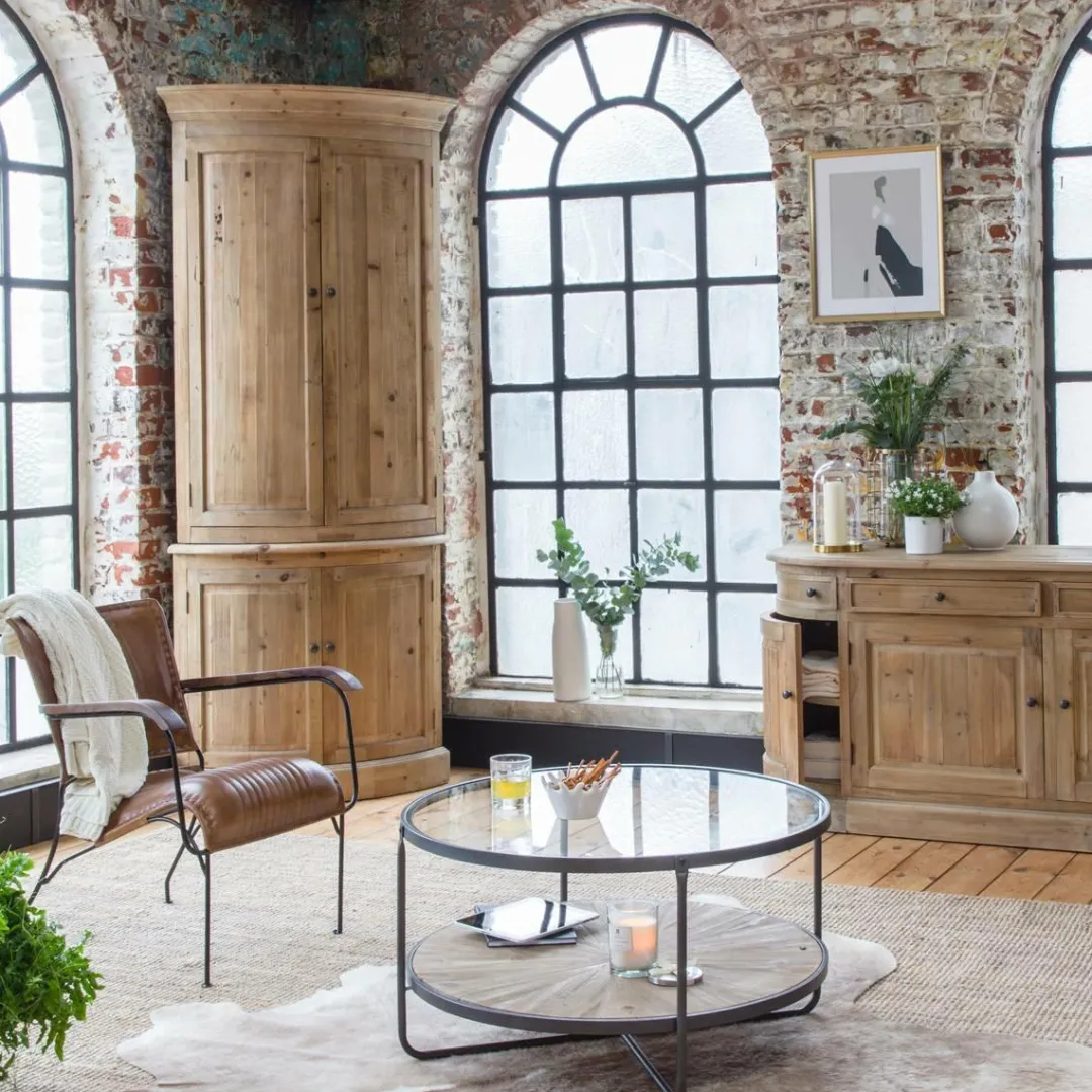 Buffet<Made in Meubles Buffet d'angle haut en bois recyclé Garance