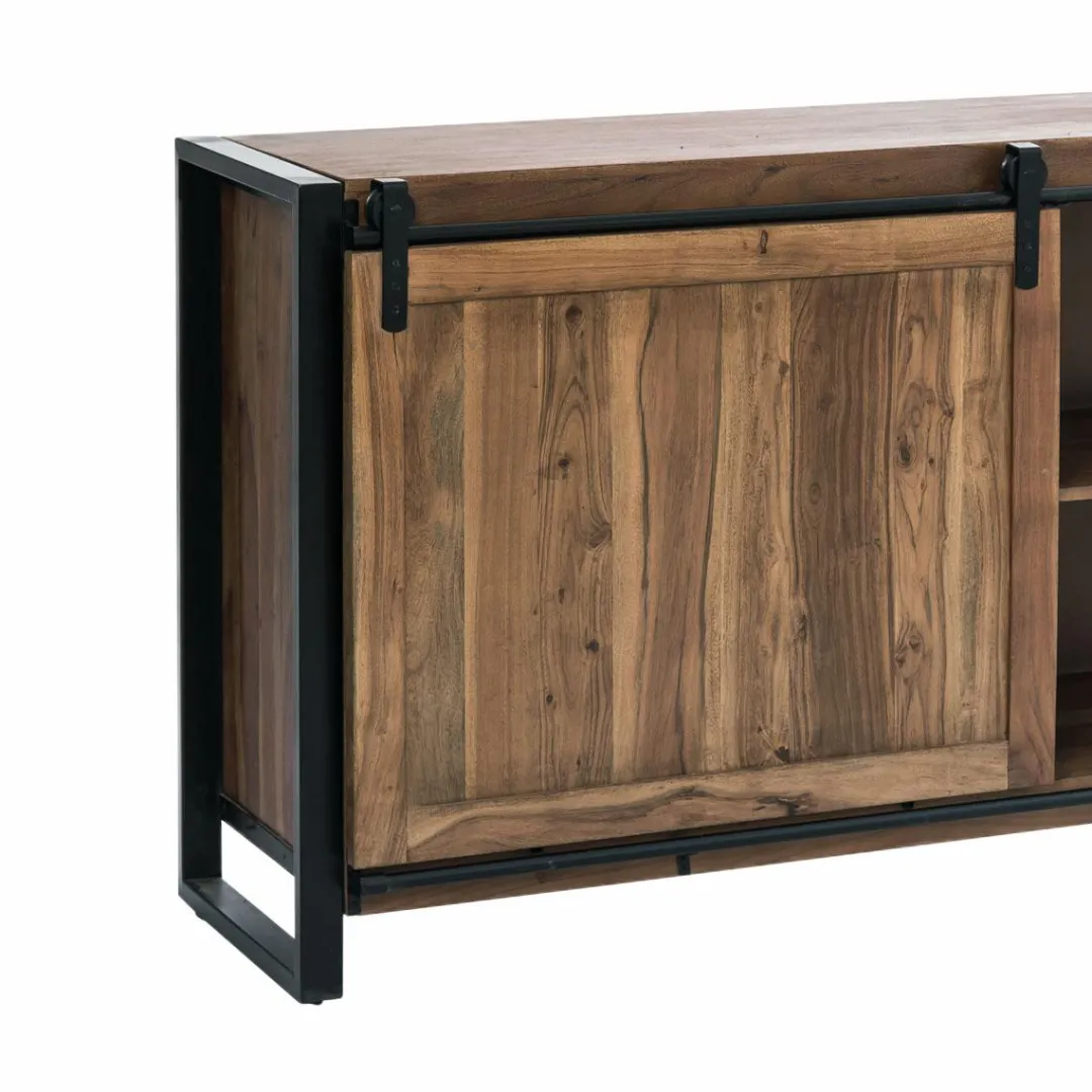 Buffet<Made in Meubles Buffet en bois d'acacia avec porte coulissante Havana