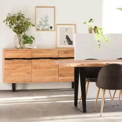 Buffet<Made in Meubles Buffet en bois d'acacia et métal Mahé