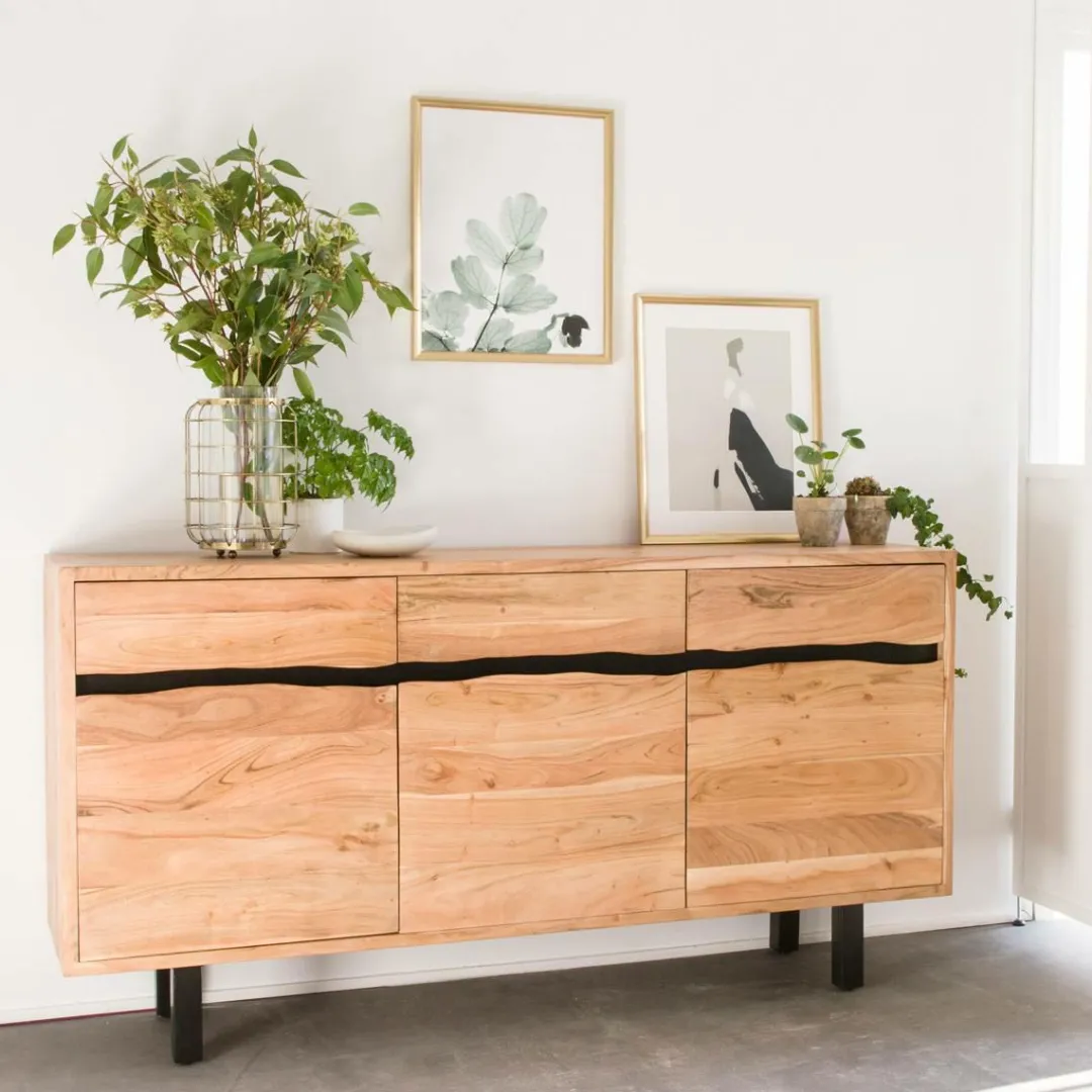 Buffet<Made in Meubles Buffet en bois d'acacia et métal Mahé