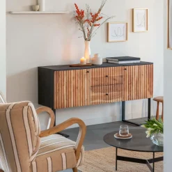 Buffet<Made in Meubles Buffet en bois d'acacia et métal Pippa