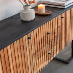 Buffet<Made in Meubles Buffet en bois d'acacia et métal Pippa