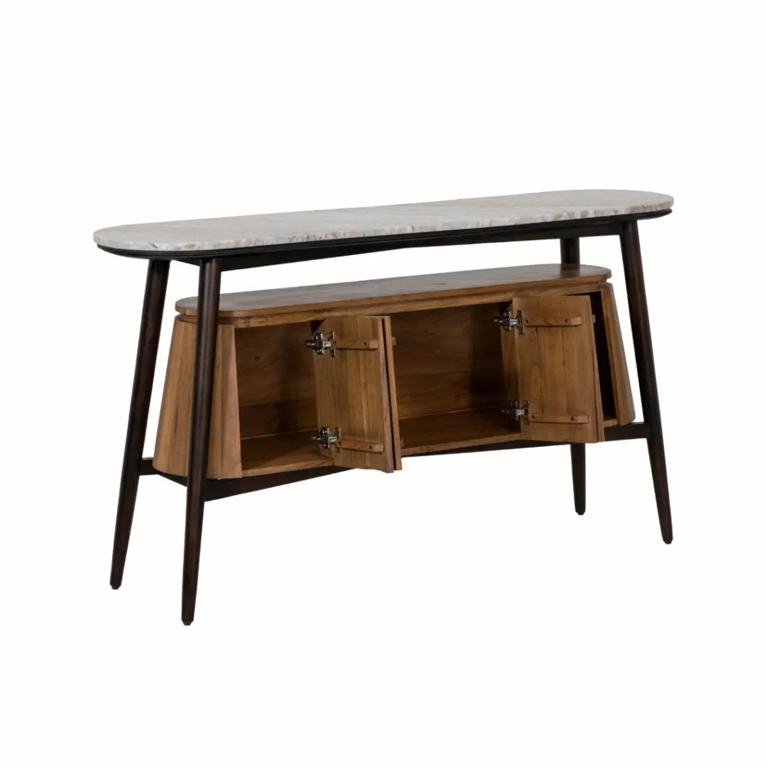 Buffet<Made in Meubles Buffet en bois d'acacia et marbre Simon