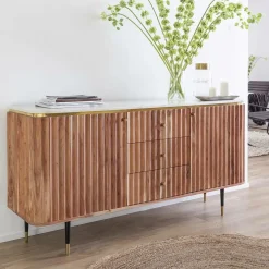 Buffet<Made in Meubles Buffet en bois d'acacia et marbre blanc Judith