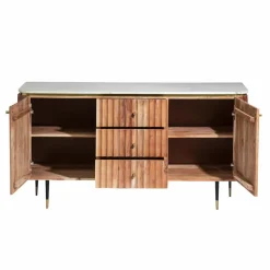 Buffet<Made in Meubles Buffet en bois d'acacia et marbre blanc Judith