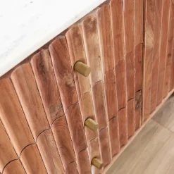 Buffet<Made in Meubles Buffet en bois d'acacia et marbre blanc Judith