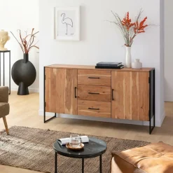 Buffet<Made in Meubles Buffet en bois d'acacia et métal Bosco