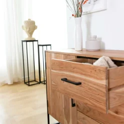 Buffet<Made in Meubles Buffet en bois d'acacia et métal Bosco