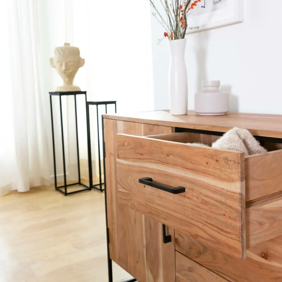 Buffet<Made in Meubles Buffet en bois d'acacia et métal Bosco