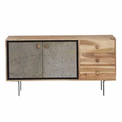 Buffet<Made in Meubles Buffet en bois d'acacia et pierre Côme