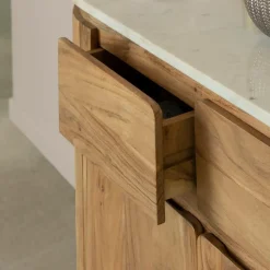 Buffet<Made in Meubles Buffet en bois d'acacia et en marbre blanc Rick