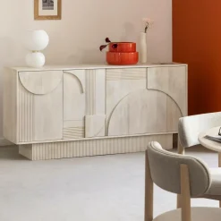 Buffet<Made in Meubles Buffet en bois de manguier blanchi Miliam