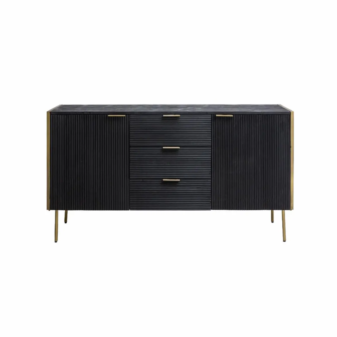 Buffet<Made in Meubles Buffet en bois de manguier et métal doré Ange