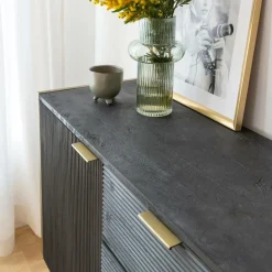 Buffet<Made in Meubles Buffet en bois de manguier et métal doré Ange