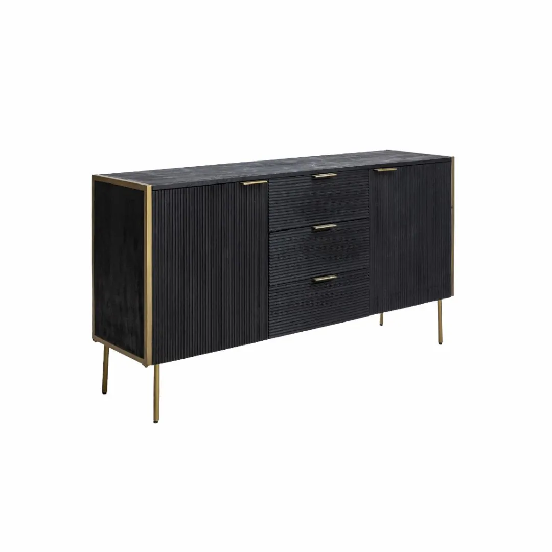 Buffet<Made in Meubles Buffet en bois de manguier et métal doré Ange