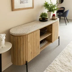 Buffet|Meuble Sous Vasque<Made in Meubles Buffet en bois de manguier et terrazzo Lou