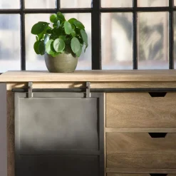 Buffet<Made in Meubles Buffet en bois de manguier brossé et métal gris foncé Helsinki